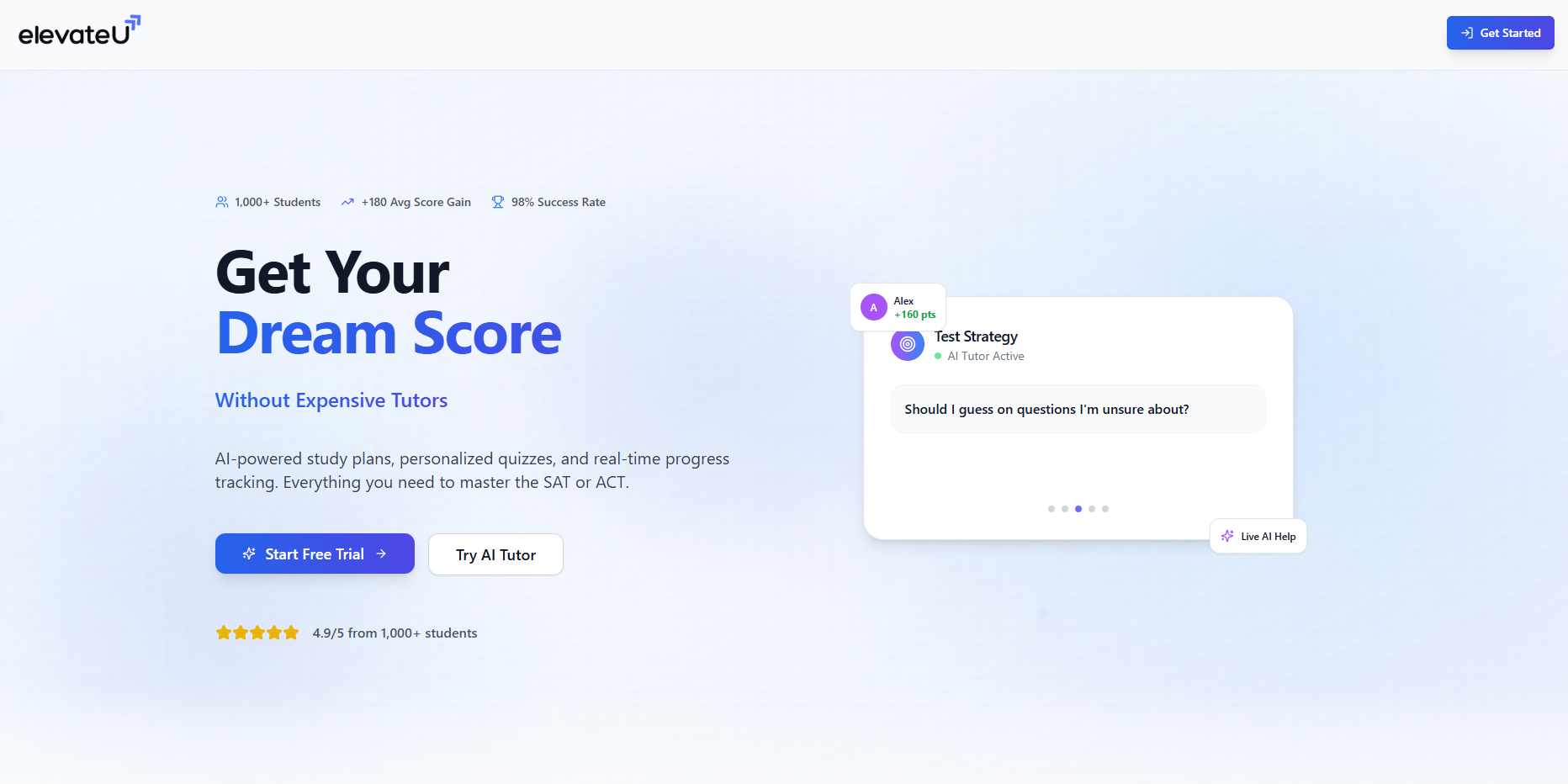 Adaptive SAT/ACT prep powered by AI